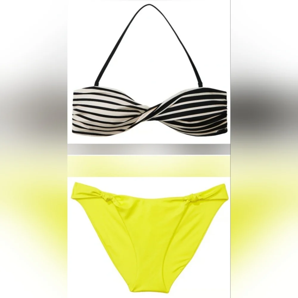 MDD/L VS PINK Swim Twist It Bandeau Bikini Top Knotted High Leg Bikini Set